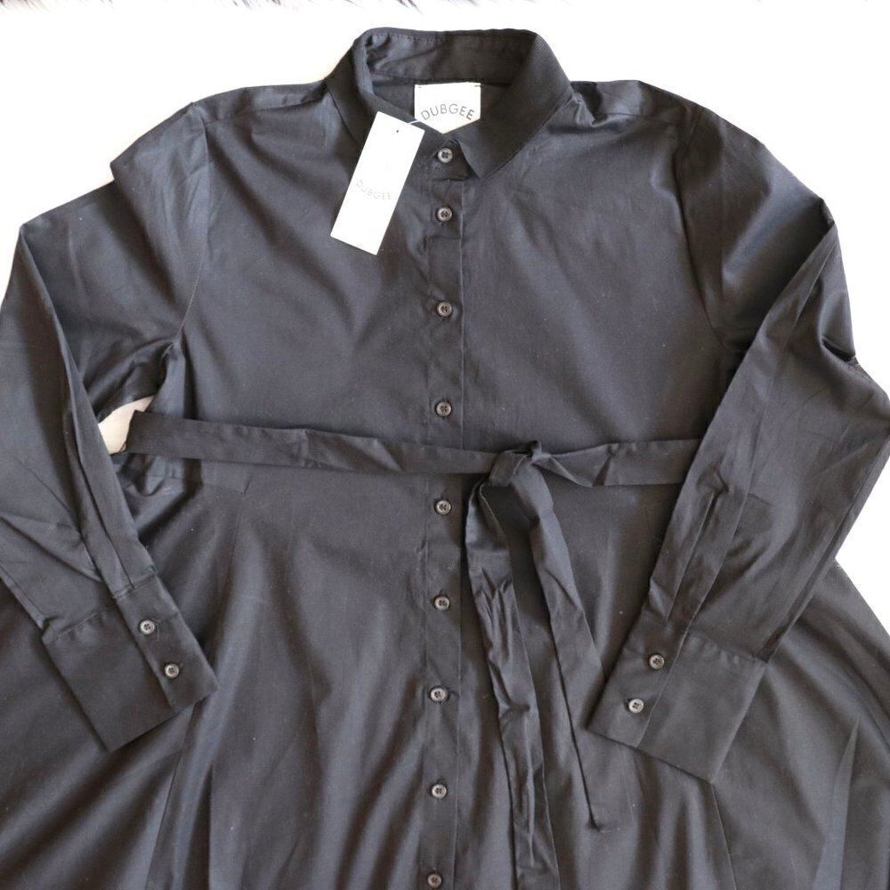 NEW Dubgee By Whoopi Hi-Low Black Belted Tunic Size 2X - Picture 4 of 12